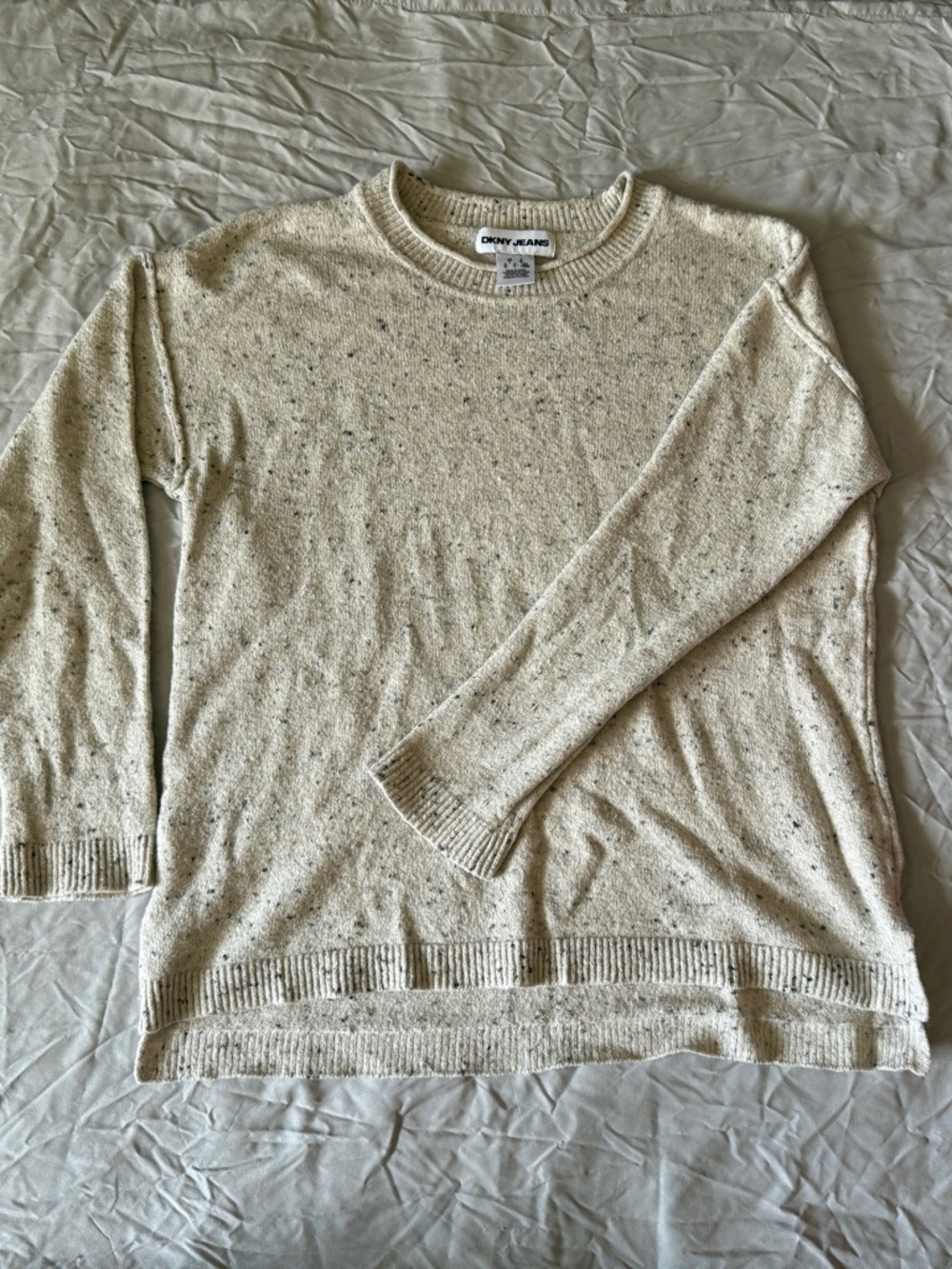 DKNY Jeans Cream Speckled Knit Crewneck Sweater